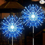 JJGoo Solar Firework Lights, 2 Pack 150 LEDs 2 Lighting Modes Solar Lights Outdoor Waterproof for Garden Patio Walkway Pathway Party Wedding Christmas Decorative - Blue