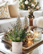 2 Pack Small Fake Plants Christmas Greenery Eucalyptus Potted Artificial Plants for Shelf Desk Home Bathroom Farmhouse Room Coffee Table Decor Christmas Decor(Purple)