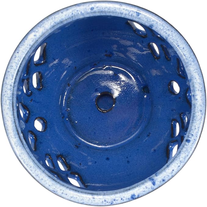 W&W Orchid Pot with Holes and Saucer for Repotting and Better Grow, White and Blue, 6.5"