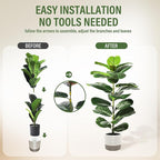 Suntee 2 Pack Artificial Fiddle Leaf Fig Tree, 30" Ficus Lyrata Fake Plants with Cotton Rope Basket, Floor Plant Outdoor Faux Plants for Living Room, Corner, Office, Patio, Windowsill Decor