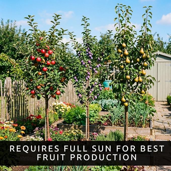 Apple, Plum & Pear Trees (3-Pack) – Dwarf Fruit Trees, Easy Grow Backyard Orchard Starter Kit (3 Pack - 1 of Each Tree)