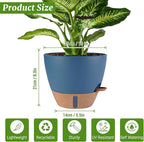 2 Pack 10 inch Plant Pots, Plastic Self Watering Planters with Drainage Holes, Deep Reservoir, Water Level Indicator, Modern Decorative Flower Pots for Indoor Outdoor Plants (Navy Blue, 10 inch)