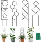 Plant Trellis for Climbing Plants Indoor, 15.94Inch Small Garden Metal Houseplant Trellis for Potted Plants Outdoor with 4 Patterns for Vine Ivy Flower Plant Support Lover Gifts Lattice
