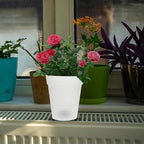 Happyyami Solar Powered Flowerpot Glow in The Dark Planters Led Planters Pots Outdoor Lighted Tiny Flower Pots for Garden Decor