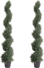 THE BLOOM TIMES 5ft Spiral Artificial Topiary Trees Set of 2, Faux Cedar Trees for Outdoor Planters - Fake Twist Cypress Plants for Garden Front Porch Indoor Outside Christmas Decor 5 Foot