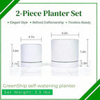 GreenShip 2pcs Plant pots, self Watering pots for Indoor Plants (White, 4.7in+6in)
