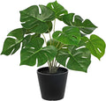 Briful Fake Plants 11.8'' Realistic Monstera Plant Artificial Potted Indoor Plant Houseplant in Black Pot for Home Decor Wedding Centerpiece Dining Table Farmhouse, Green Leaves