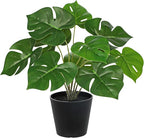 Briful Fake Plants 11.8'' Realistic Monstera Plant Artificial Potted Indoor Plant Houseplant in Black Pot for Home Decor Wedding Centerpiece Dining Table Farmhouse, Green Leaves