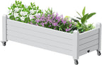 Durable Resin Raised Garden Bed with Drainage Holes & Reinforced Corners - Lightweight Flower Boxes Outdoor for Vegetables, Herbs, and Patio Garden Enclosure System (Ashen, 43.31*17.72*17.56)