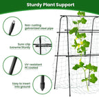 Garden Trellis for Climbing Plants Outdoor, 5.3x5.3ft Garden Trellis Climbing Plant Support Plastic-Coated Metal U-Shaped Vine Vegetables Tomato Cucumber Trellis Raised Bed, with Netting, Black
