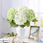 4Pcs Hydrangea Artificial Flowers Realistic Latex Texture for Spring Decoration Home Party Wedding Living Room Decoration 21''(2pcs Light Green+2pcs White)