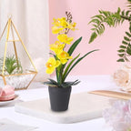 Real Touch Artificial Orchids Flower in Pot, Yellow Faux Orchids Flowers with Vase Fake Phalaenopsis Orchids Arrangement for Table Centerpiece Wedding Party Office Decor