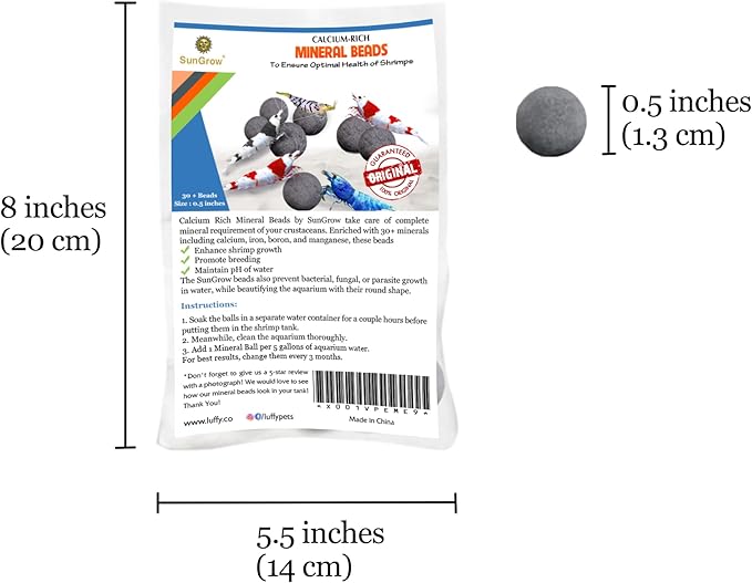 SunGrow Shrimp Balls, Aquarium Water Conditioner Balls, Successful Shedding, Increase Survival Rate, Impart Vibrance, Cool Décor with Wellness Benefits
