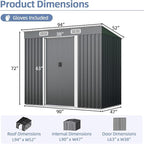4x8 Metal Storage Shed Outdoor Steel Garden Tool Shed Metal shed with Sliding Door for Backyard, Lawn, Patio Yard, Grey