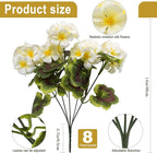 lovemoon 8 Pcs Artificial Geraniums for Outdoors Realistic Silk White Flowers UV Resistant Faux Geranium Flowers for Outdoor Front Door Porch Home Garden Office Decoration (8, White)