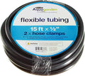 Pennington Aquagarden Aquagarden Flexible Pond Tubing, 15ft x ½” Internal Diameter, Smooth-bore PVC Pond Tubing, Includes 2 stainless steel Hose Clamps,