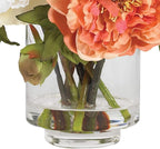 Nearly Natural Mini Artificial Peony Floral Arrangement, Faux Flowers for Table Shelf Decor, Assorted Colors