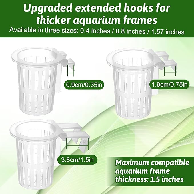 2 Pcs Aquarium Plant Holder, Aquarium Planter Cup for Aquaponic Plants Cultivation, Hanging Fish Tank Plant Holders, Transparent Hanging Pot for Fish Tank Aquaponic Plants, Water Feature Decoration