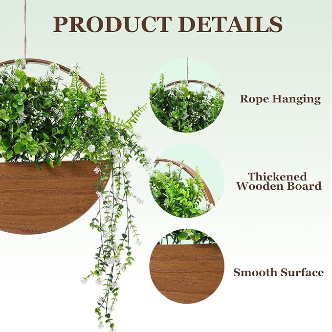 Fake Hanging Plants Artificial Plants Indoor, Faux Plants Eucalyptus in Pot for Living Room Bathroom Wall Décor, Outdoor Porch Decorations, Farmhouse Home Office Décor(Brown