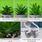 Creative Artificial Succulent Plants with Gray Pots Mini Potted Succulents Cute Fake Plants Succulents with Hanging Leg & Emotional Cement for Home Office Desk Decor and Gift Choice