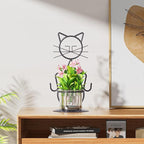 Marbrasse Plant Propagation Station, Cat Plant Terrarium with Metal Stand, Glass Planter Hydroponic Vase Birthday Gifts for Women Home Office Garden Decor Terrarium Supplies