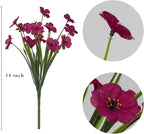 21 Bundles Artificial Outdoor UV Resistant Flowers No Fade Fake Outside Flowers Plastic Greenery Faux Shrubs Garden Porch Window Box Home Decoration(Rose Red)