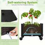 Giantex Planter Boxes with Arch Trellis, 5FT Self-Watering Tall Raised Garden Bed w/Wheels, Hanging Roof & Drainage Holes, Outdoor Indoor Tomato Planter for Climbing Vines Vegetables (61"x16"x64")