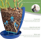 Plant Pots Indoor with Saucers & Drainage - 6 Pack Flower Pots - Plastic Planters for Indoor Planter - 7.5/6.6/5.8/5.0/4.3/3.5 inches Sizes for All Different Types of Plants-Dark Blue
