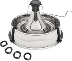 PetSafe Drinkwell Stainless Steel 360 Multiple Pet Fountain - Scratch and Rust Resistant Automatic Water Dispenser for Cats or Dogs - Adjustable Flow Control - 128 Ounce (3.8 Liter) - Filters Included
