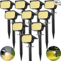 Tadyreal Solar Spot Lights Outdoor 10 Pack, [46 LED/3 Modes] Solar Landscape Spotlights Waterproof, 2-in-1 Auto On/Off Solar Powered Lights for Outside Yard Garden Wall Pathway(Warm White)