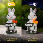 BeePeep Solar Easter Rabbit Garden Statue with LED Lights - Waterproof Resin Bunny Figurine Outdoor Decor for Yard, Patio & Lawn - Unique Hand-Painted Birthday, for Mom & Grandma (9 Inch)
