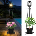 TOWPONICS Outdoor Floor Lamp with Planter Stand, 40.75'' Outdoor Solar Lights with 2700K Warm White LED Bulb, IP65 Waterproof Solar Powered Outdoor Lamp for Patio Backyard Garden Pathhway Decor,1 Pack
