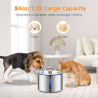 BOORCA Cat Fountain, 84oz/2.5L Stainless Steel Pet Water Fountain, Automatic Dog Water Dispenser, Water Level Window, Ultra-Quiet Pump, Perfect for Cats, Dogs and Multiple Pets, 4 Filters