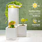 LeGrow Indoor Planter with LED Grow Light, Automatic 12 Hours Timer, 7 Days Watering-Free, 2 Self Watering Pots for Small Plants, Home Decor & Office Desktop, White