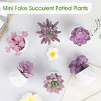 ZINHO Fake Succulent Plant Set 6 PCS Artificial Succulent Plants for Desk Realistic Faux Succulents in Plastic Pots Mini Colorful Succulent Decor for Bedroom Bathroom Office Shelf Decor (Purple)