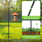 Shepherds Hooks for Outdoor 42 Inch Garden Bird Feeder Pole with 5 Prongs Base Adjustable for Hanging Flower Basket Plant Pot Solar Lantern Light Wind Chime Hanger for Wedding Decor 1 Pack