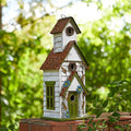 Glitzhome Hanging Birdhouse for Outside, Oversized Solid Wood 3-Story Villa Bird House, 20" H Distressed Pet Cottage Decorative Birdhouse for Outdoor Patio Garden