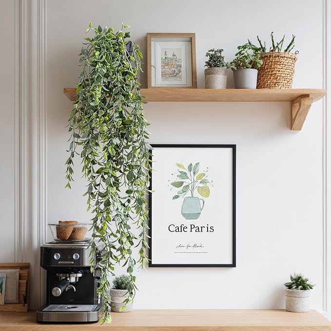 Artificial Hanging Plant 2 Pcs Faux Plant Ivy Vine Faux Eucalyptus Vines Fake Potted Greenery for Wall Living Room Home Shelf Office Bathroom Outdoor Indoor Decor (Type 2)