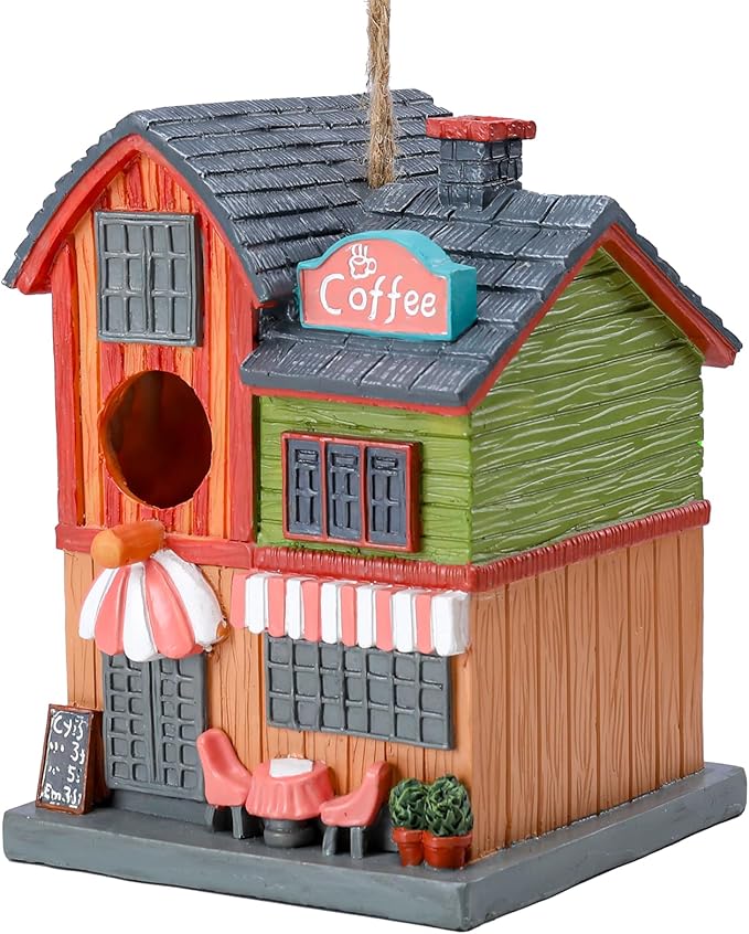 Yinns Bird House for Outside, Birdhouses for Outdoors Nesting, Decorative Coffee Store House Bird Houses for Yard Garden Decor, Water Proof