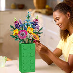 Vase for Lego 10347 10280 10328 Flowers, for Lego Flower Bouquet Building Set,Display Stand for LegoRoses Cherry Blossom Sunflower Tulips Daffodils Lotus-Gift for Lego Flowers Lover(vase only)-Green