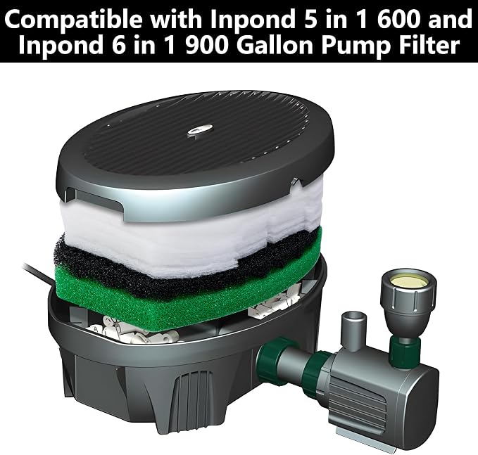 10 Pcs Pond Filter Maintenance Kit, Pond Filtration Replacement Pads, Filter Foam Pad Media Set for Model 5 in 1 300 Gal and 6 in 1 900 Gal Water Pump Improving Outdoor Water Quality