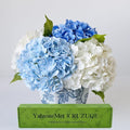 YalzoneMet 4 Pcs Real Touch Hydrangea Artificial Flower Natural Lifelike 21'' Long Stem Latex Hydrangea Flower Gift for Home Party Outdoor Wedding Table Centerpiece Decor 2 White +1 Blue +1 Light Blue