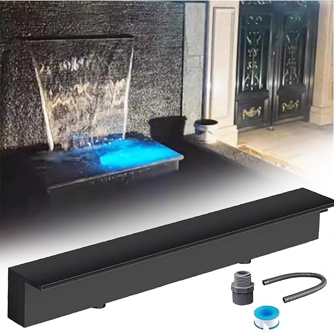 Stainless Steel Waterfall Spillway Kit - Straight Spout Fountain for Garden, Backyard & Pool Water Features - Enhance Your Outdoor Oasis with Elegant Design