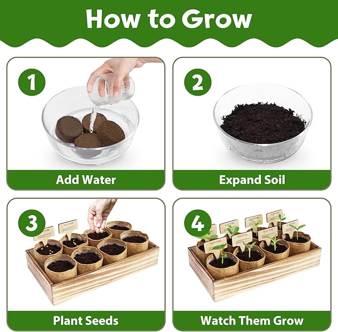 LUOJIBIE 8 Herb Indoor Garden Kit for Beginners, Complete Windowsill Growing Gifts Set, Mothers Day Gifts for Mom Women, Unique Christmas Birthday Gifts for Girls Boys Men Housewarming, Kitchen Decor