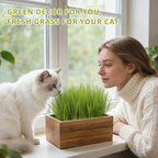 Cat Grass Kit for Indoor Cats with Wooden Planter - 5 Pack Cat Grass & 5 Coconut Soil, Complete Planting Tools, Water Sprayer, Scissors, Bonus Cat Gifts - Natural Wheat Grass for Hairball Control