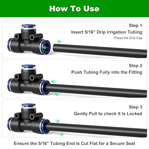 5/16 Inch Drip Irrigation Tee Connectors, Barbed T Fittings for 5/16" Tubing, Quick-Install Leak-Resistant Splitters for Garden & Drip Irrigation Systems, 15 Pack
