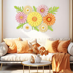 PAPER JAZZ Daisy Giant Paper Flower Wall Decor, 3D Large Flower Party Decoration, Artificial Flower for Classroom, Pink and Yellow Flowers for Bulletin Board, Office,Living Room, Bedroom.
