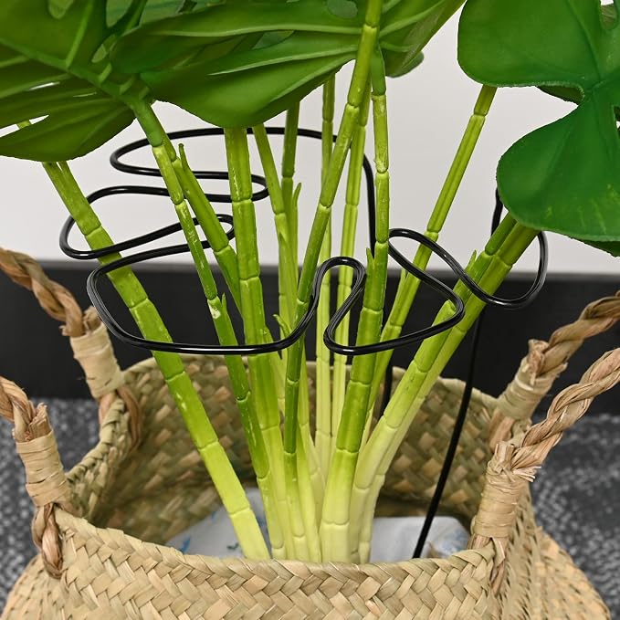 M METERXITY 2-Pack Monstera Plant Support, 11x5.9 Inch Reusable Sturdy Alloy Plant Support Stakes Unique Design for Potted Plants Flowers/Vegetables/Indoor Outdoor Climbing Plants [Black]