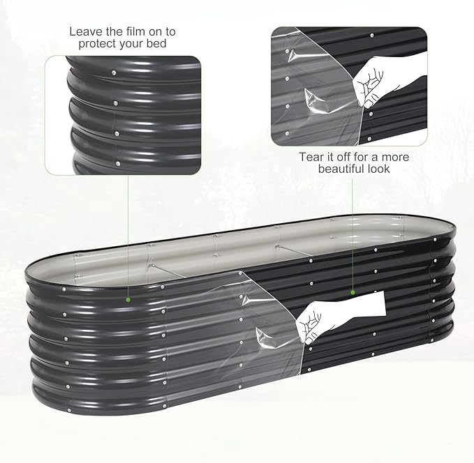 Galvanized Raised Garden Bed Outdoor- Raised Beds for Gardening| Metal Planter Box, Steel Raised Garden Bed Kit with Safety Edging and Gloves for Vegetables, Flower, Herbs (6x2x1.4FT, Gray)