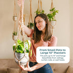 Nook Theory 6-Pack Macrame Plant Hangers with 12 Hooks - Hanging Planters for Indoor Plants, Boho Macrame Hangers Indoor Outdoor, Decorative Plant Hanger Indoor (Black)